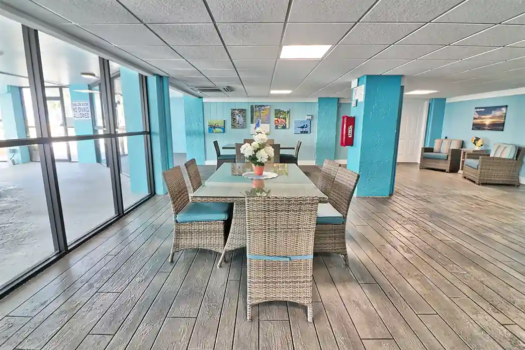 lobby view of indoor pool